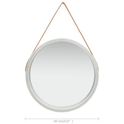 vidaXL Wall Mirror with Strap 60 cm Silver