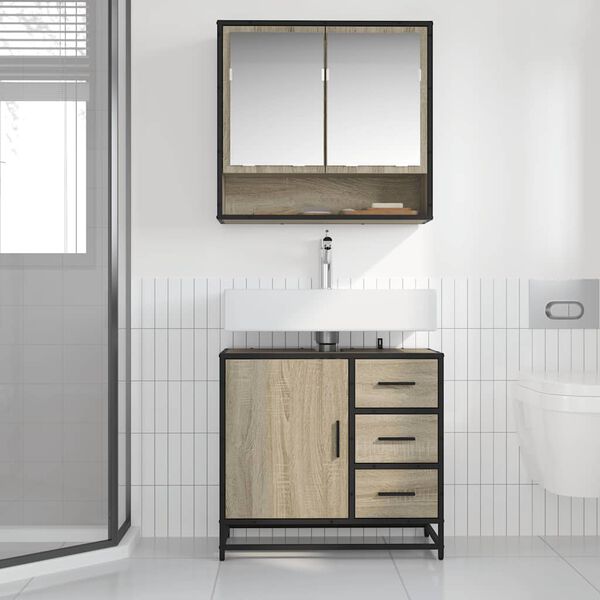 vidaXL Bathroom Sink Cabinet Sonoma Oak 65x33x60 cm Engineered Wood