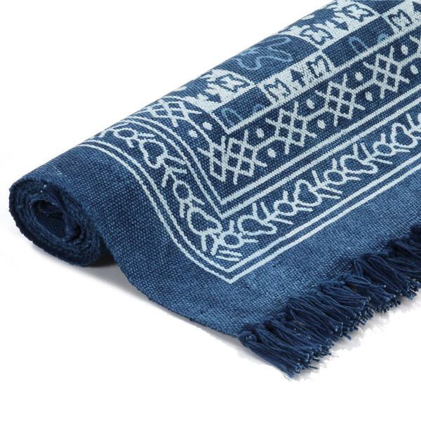vidaXL Kilim Rug Cotton 120x180 cm with Pattern Blue