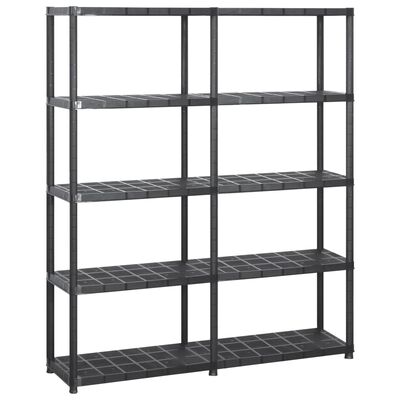 vidaXL Storage Shelf 5-Tier Black 142x38x170 cm Plastic