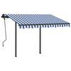 vidaXL Manual Retractable Awning with Posts 3x2.5 m Blue and White