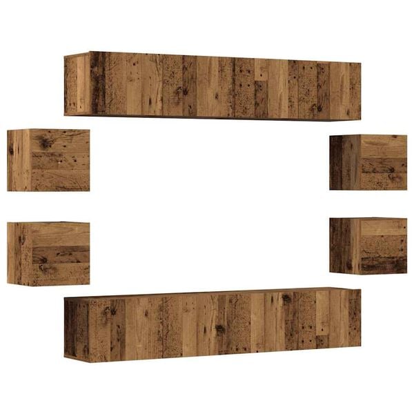 vidaXL Wall Mounted TV cabinets 8 pcs Old Wood Engineered Wood