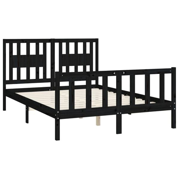 vidaXL Bed Frame without Mattress Black Solid Wood Pine 120x200 cm