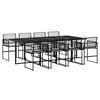 vidaXL 9 Piece Garden Dining Set with Cushions Black Poly Rattan