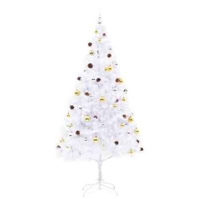 vidaXL Artificial Pre-lit Christmas Tree with Baubles White 210 cm