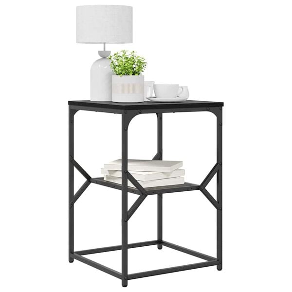 vidaXL Side Table Black Oak 41 x 40 x 60 cm Engineered Wood and Steel