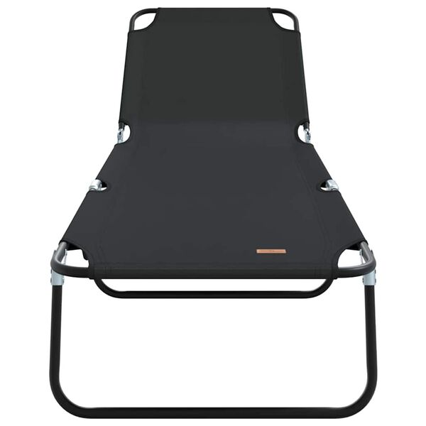 vidaXL Folding Sun Lounger Folding Black 56 x 189 x 87cm Fabric