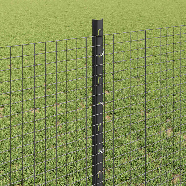 vidaXL Fence with Post Grey 0.8 x 10 m Steel and PVC