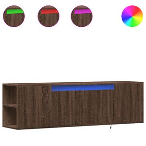 vidaXL TV Wall Cabinet with LED Lights Brown Oak 135x31x39.5 cm