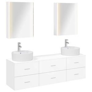 vidaXL Bathroom Furniture Set 5 pcs White Engineered Wood and Glass