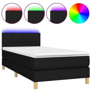vidaXL Box Spring Bed with Mattress&LED Black 80x200cm Fabric