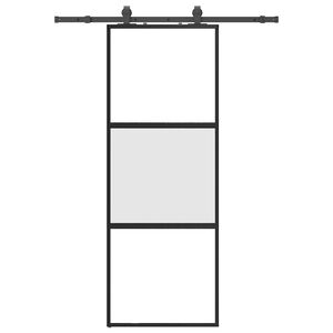 vidaXL Sliding Door with Hardware Set Black 76x205 cm Tempered Glass