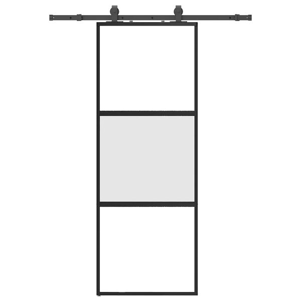 vidaXL Sliding Door with Hardware Set Black 76x205 cm Tempered Glass
