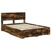 vidaXL Bed Frame with Drawer Smoked Oak 140 x 200 cm Engineered Wood