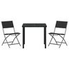 vidaXL Garden Dining Set Folding 3 pcs Black Powder-Coated Steel