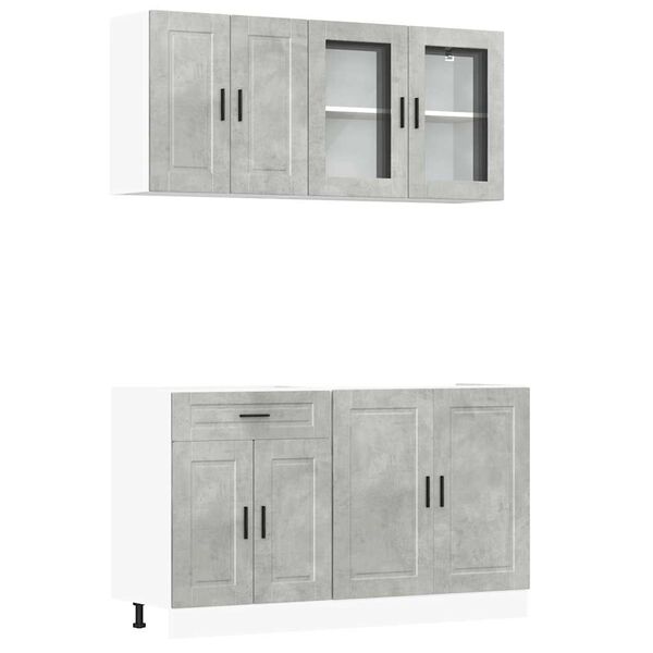 vidaXL 4 Piece Kitchen Cabinet Set Porto Concrete Grey Engineered Wood