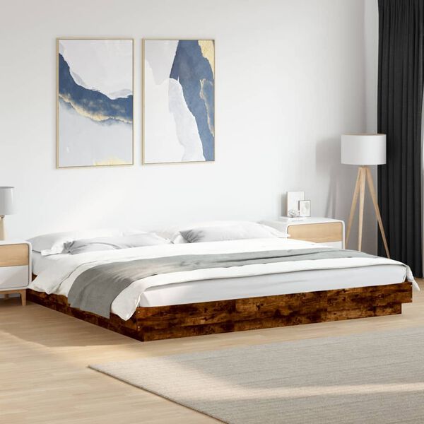 vidaXL Bed Frame without Mattress Smoked Oak 200x200 cm