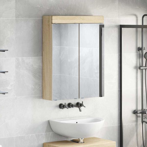 vidaXL Bathroom Mirror Cabinet TULUM Sonoma Oak 60 x 16.5 x 78 cm