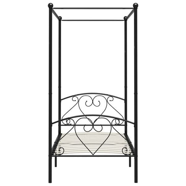 vidaXL Canopy Bed Frame without Mattress Black Metal 90x200 cm