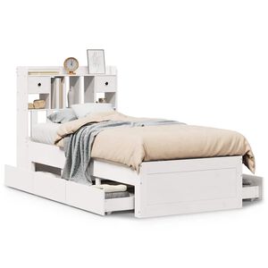 vidaXL Bookcase Bed without Mattress White 90x200 cm Solid Wood Pine