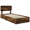 vidaXL Storage Bed with Drawer Smoked Oak 75 x 190 cm Engineered Wood