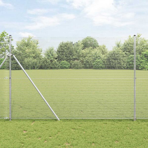 vidaXL Fence with Posts Silver 1.6 x 10 m Steel