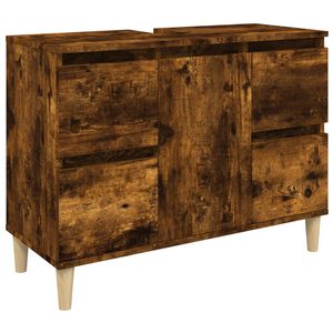 vidaXL Sink Cabinet Smoked Oak 80x33x60 cm Engineered Wood