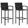 vidaXL Bar Stools 2 pcs Black Poly Rattan