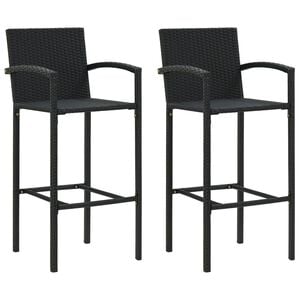 vidaXL Bar Stools 2 pcs Black Poly Rattan