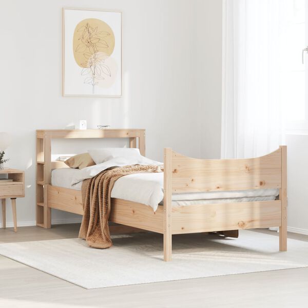 vidaXL Bed Frame with Headboard 90x200 cm Solid Wood Pine