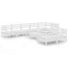 vidaXL 9 Piece Garden Lounge Set Solid Wood Pine White