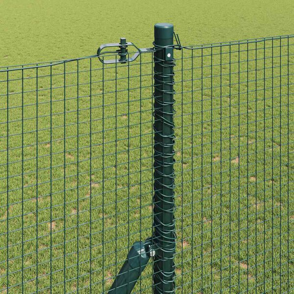 vidaXL Fence with Posts Green 1.5 x 10 m Steel