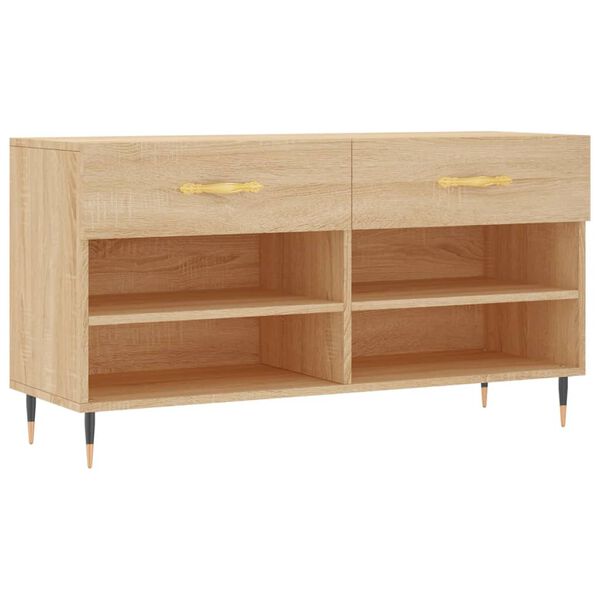 vidaXL Shoe Bench Sonoma Oak 102x35x55 cm Engineered Wood