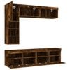 vidaXL 7 Piece TV Wall Cabinet Set with LED Lights Smoked Oak