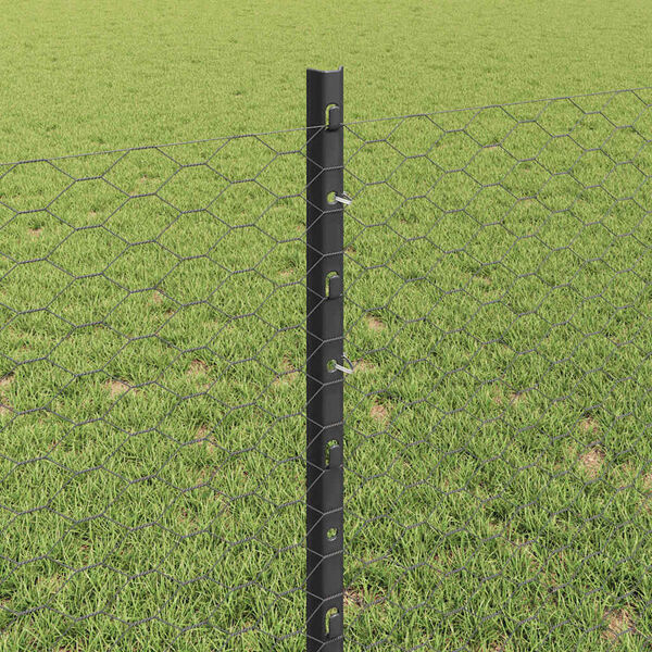 vidaXL Fence with Post Grey 0.8 x 25 m Steel