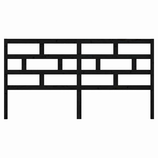 vidaXL Bed Headboard Black 206x4x100 cm Solid Wood Pine