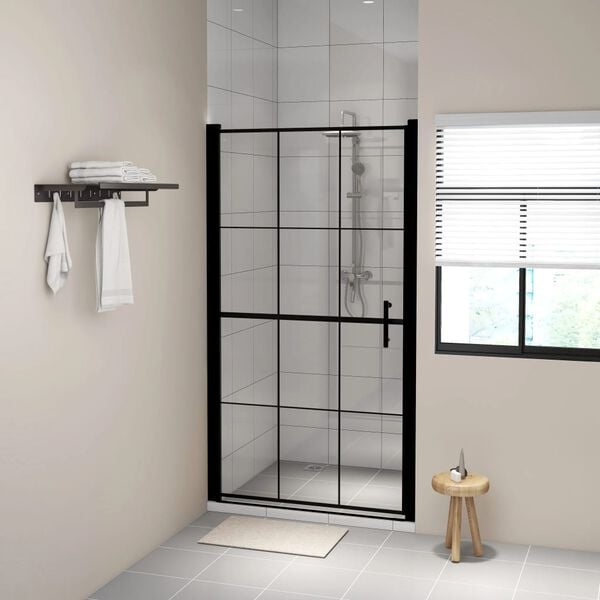 vidaXL Shower Door Tempered Glass 100x178 cm Black