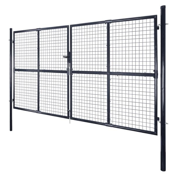 vidaXL Mesh Garden Gate Galvanised Steel 300x150 cm Grey