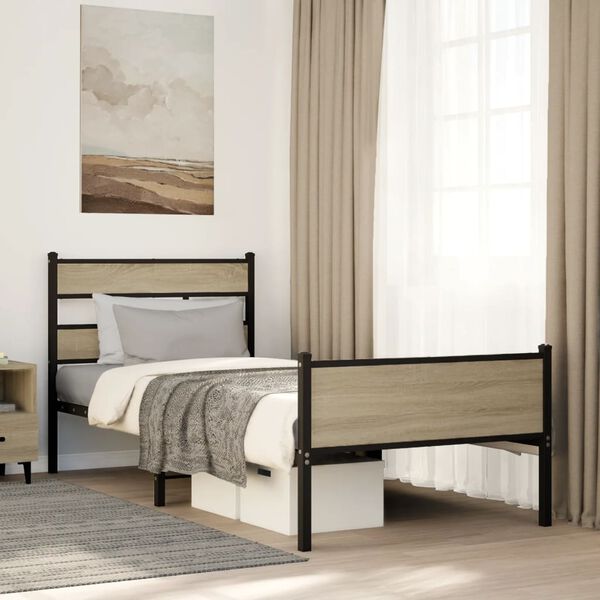 vidaXL Bed Frame without Mattress Sonoma Oak 90x200 cm Engineered Wood