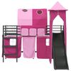 vidaXL Kids'Loft Bed Frame Black and Pink 90 x 190 cm Metal