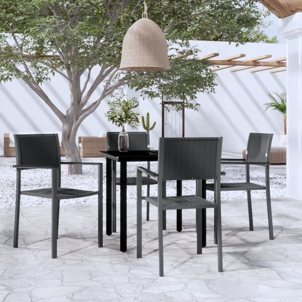 vidaXL 5 Piece Garden Dining Set Black