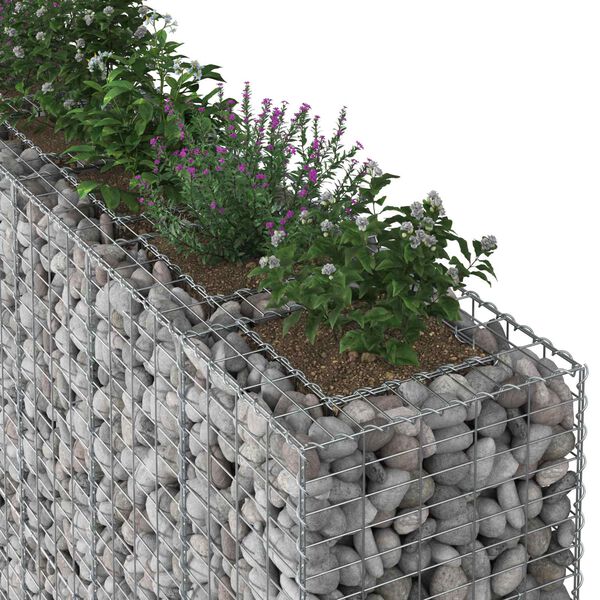 vidaXL Gabion Raised Bed 3 pcs Silver 250 x 50 x 150 cm