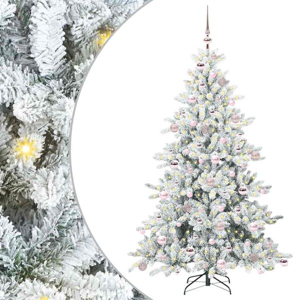 vidaXL Artificial Hinged Christmas Tree White 180 cm PVC and Steel