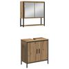 vidaXL Bathroom Furniture Set with Shelf 3 pcs Brown Engineered wood