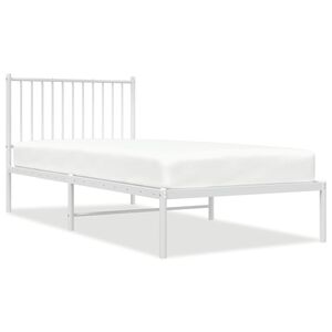 vidaXL Metal Bed Frame without Mattress with Headboard White 90x200cm