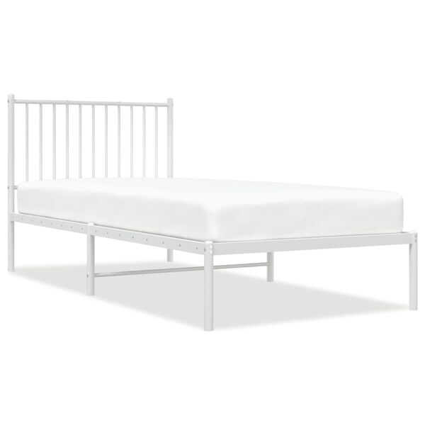 vidaXL Metal Bed Frame without Mattress with Headboard White 90x200cm