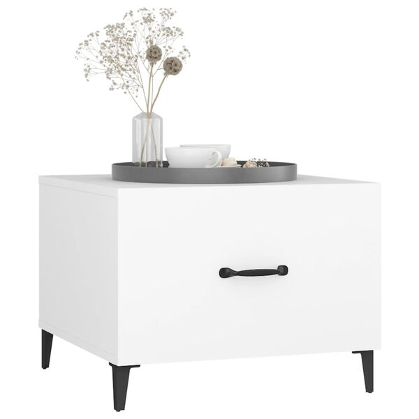 vidaXL Coffee Table with Metal Legs White 50x50x40 cm