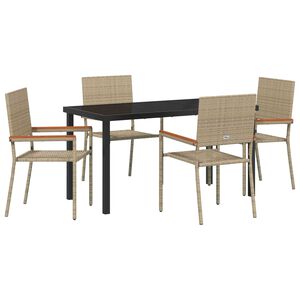 vidaXL Garden Dining Set with Cushion 5 pcs Beige Poly Rattan