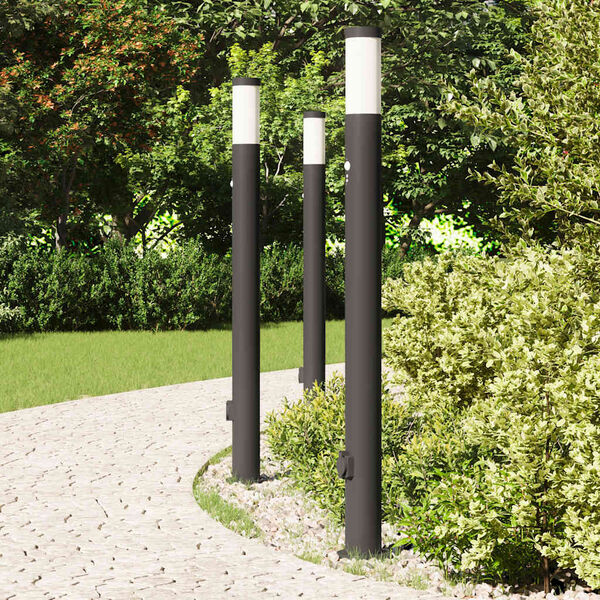 vidaXL Bollard Lights with Sensor&Outlet 3pcs 110 cm Stainless Steel IP44