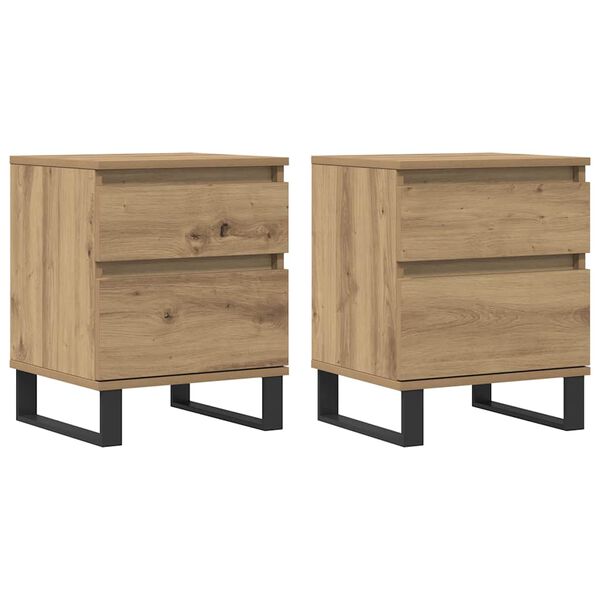 vidaXL Bedside Cabinets 2 pcs Artisan Oak 40x35x50 cm Engineered Wood